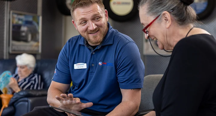 employee talking to customer